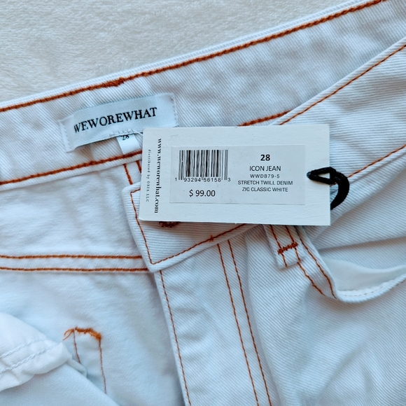 WeWoreWhat Icon Jeans High Rise 100% Cotton Non Stretch Distressed White 28 NWT - Picture 15 of 16